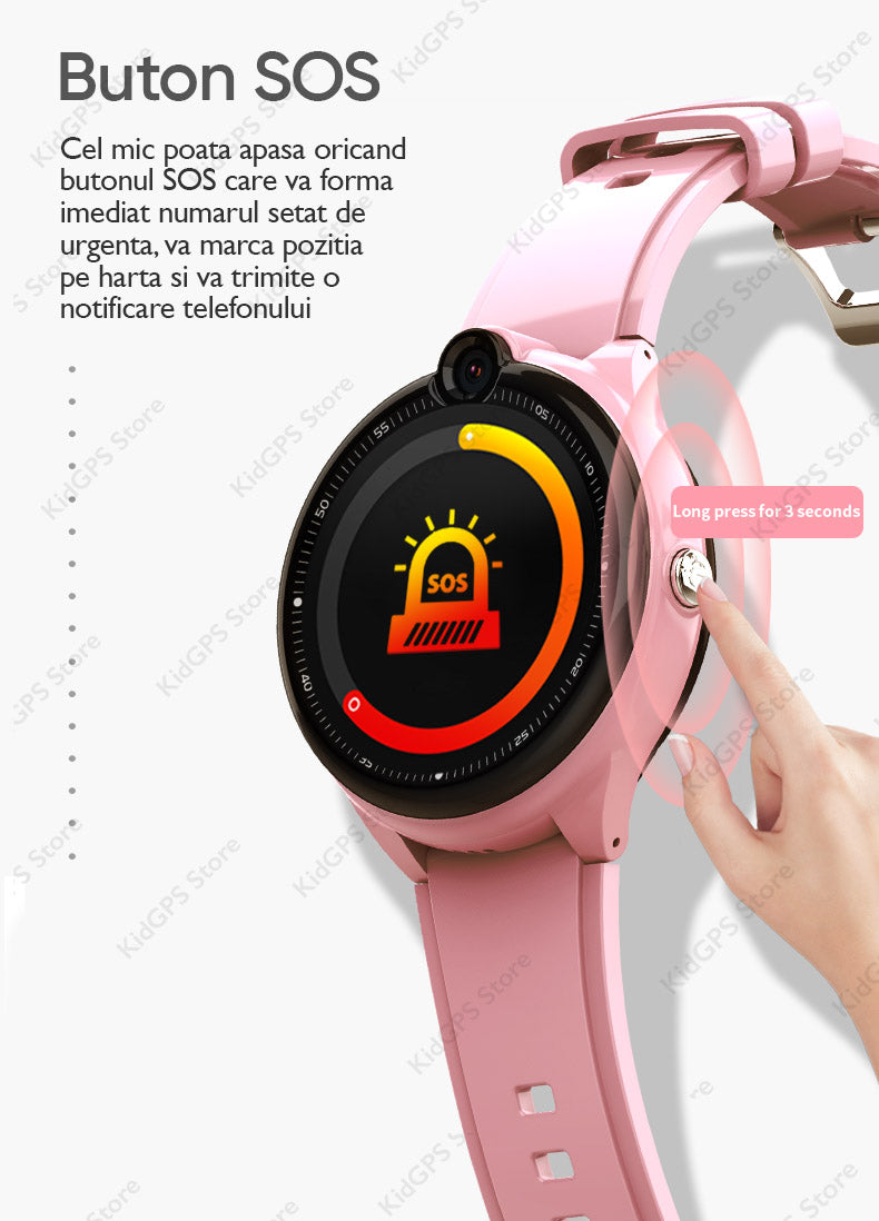 Ceas smartwatch GPS copii Techone KT26, Roz Ceas smartwatch GPS copii Techone KT26, Roz